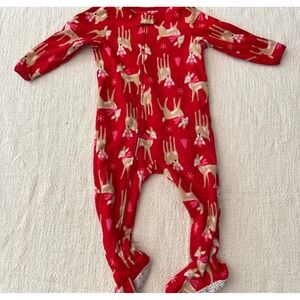 Child of Mine by Carters Reindeer Fleece Footed Sleeper Red Pink 18M Pajamas